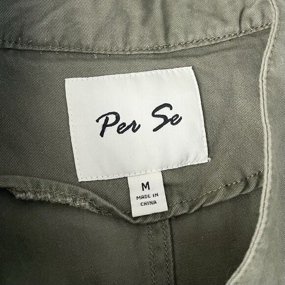 Per Se Utility Vest Women Size M Cargo Hunter Green Pockets Waist Drawstring - Picture 9 of 14